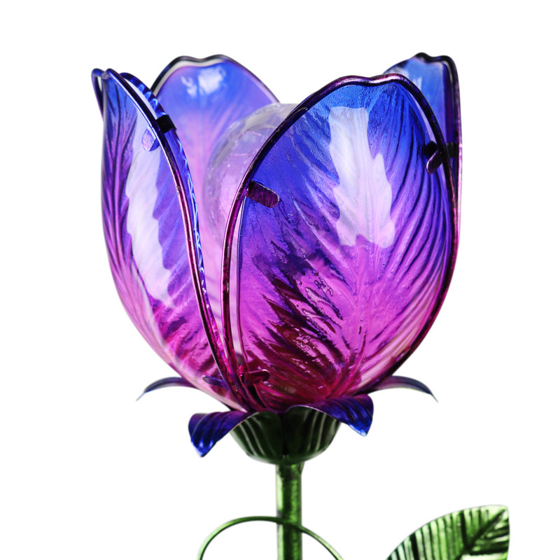 Exhart Solar Flower with Crackle Glass Ball Garden Stake Wayfair